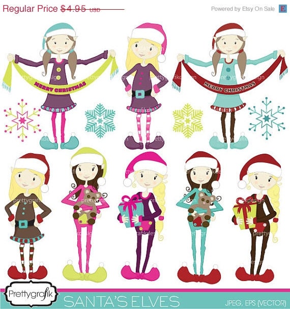 40% OFF christmas elves clipart commercial use, vector graphics, digital clip art, digital images - PGCLPK420 Il_170x135