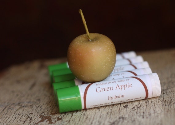 Green Apple Lip Balm - Handmade - Beeswax, Shea Butter, Rosehip, Camelina and Sweet Almond Oils