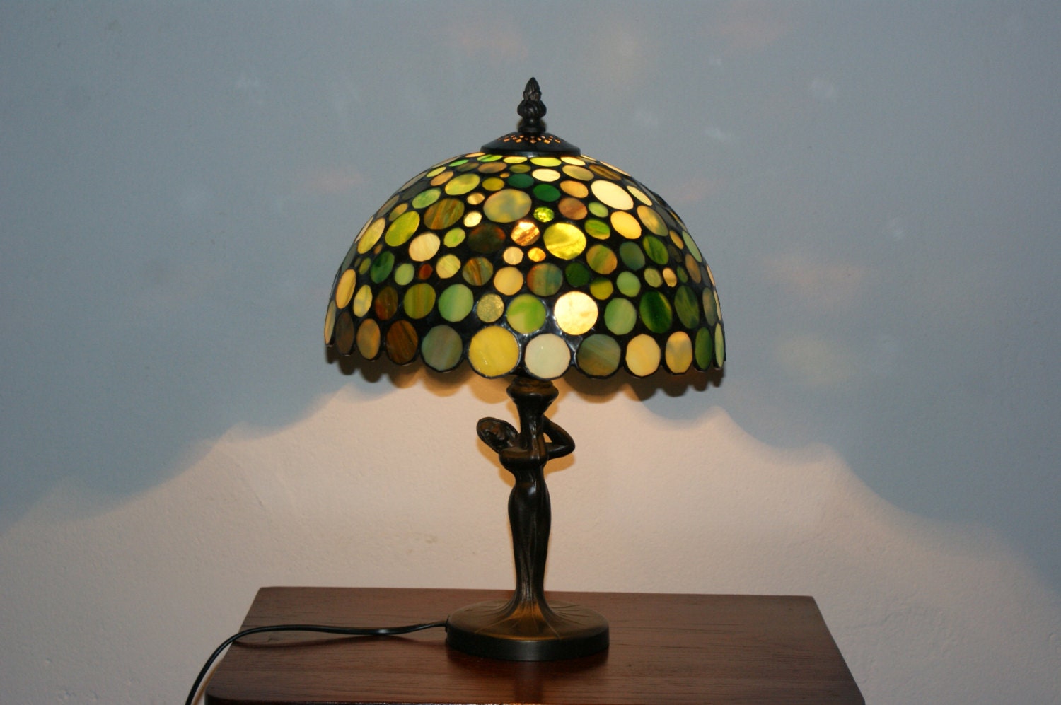 Green Stained Glass Lamp Mosaic Tiffany Lamp - Anazie