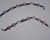 Silver Peace Sign Bracelet with semi precious stone accent beads