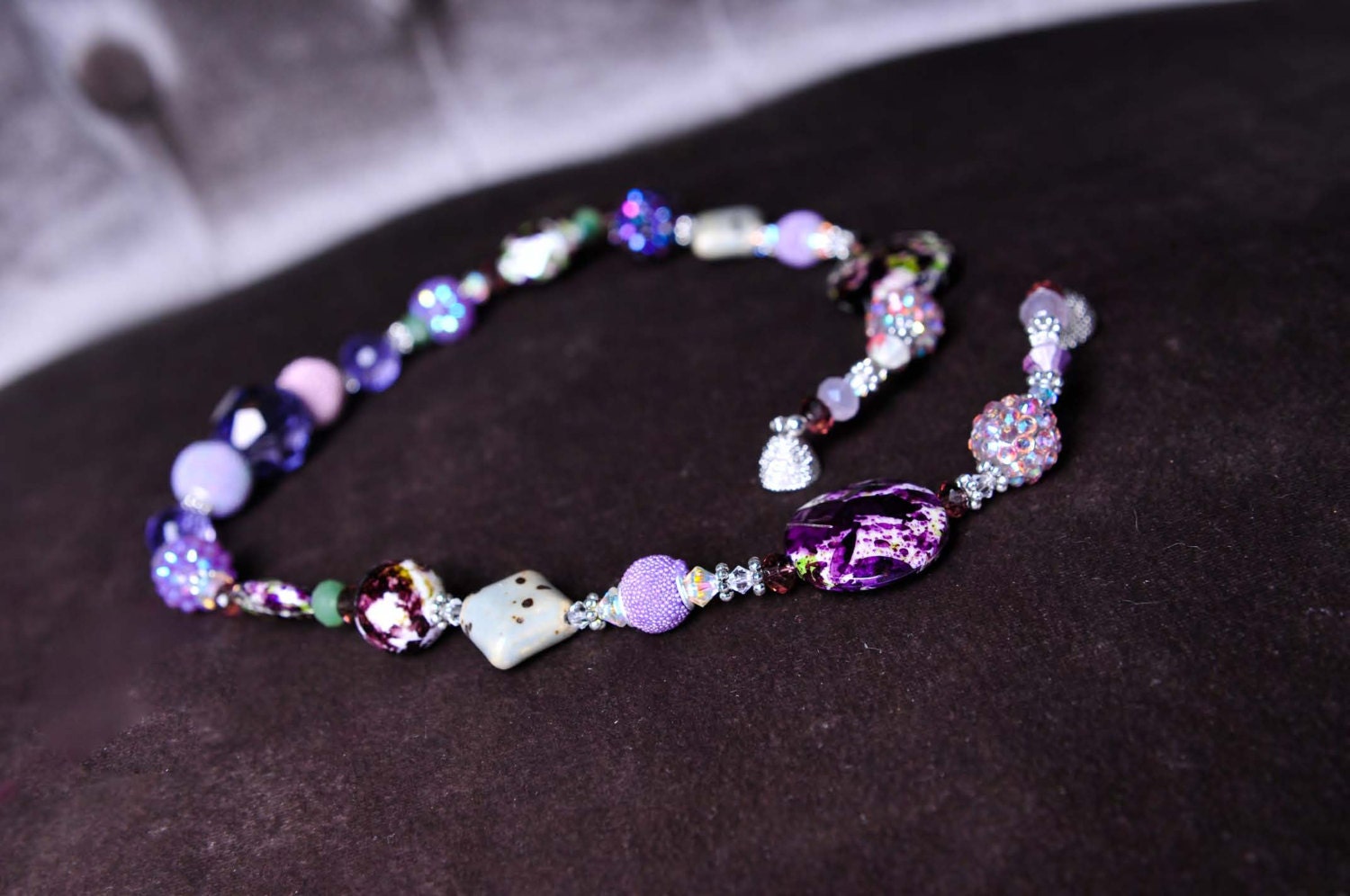 Handmade Jewelry, made of crystals, acrylic and wood beads.