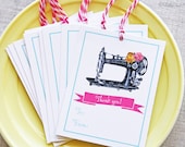 12 Vintage Style Sewing Machine"Thank You" Gift Tags- Shabby Chic SewerTags