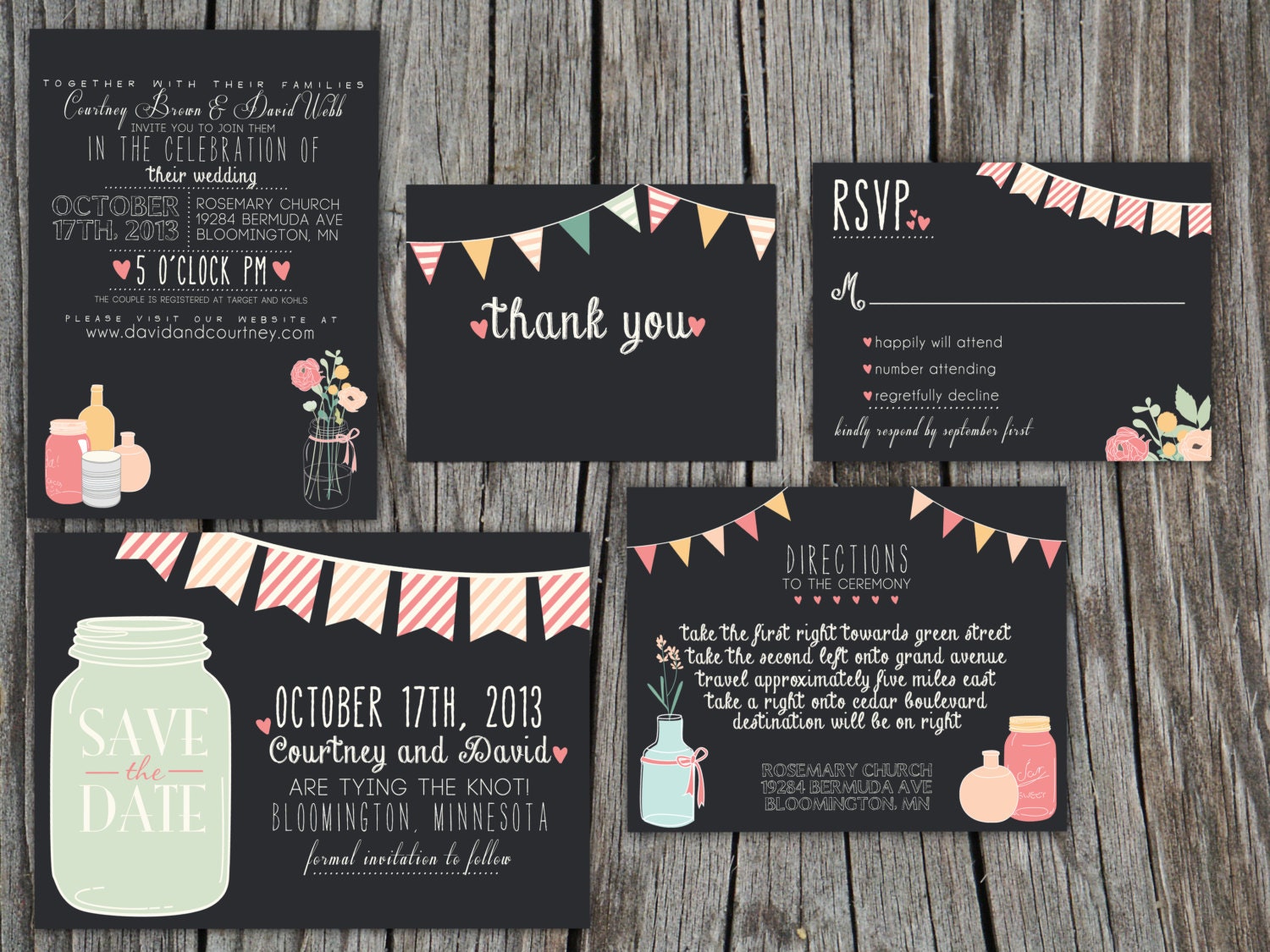 Wedding Invitation Suite Set - Printable, Custom, DIY - VINTAGE, SHABBY, chic, rustic