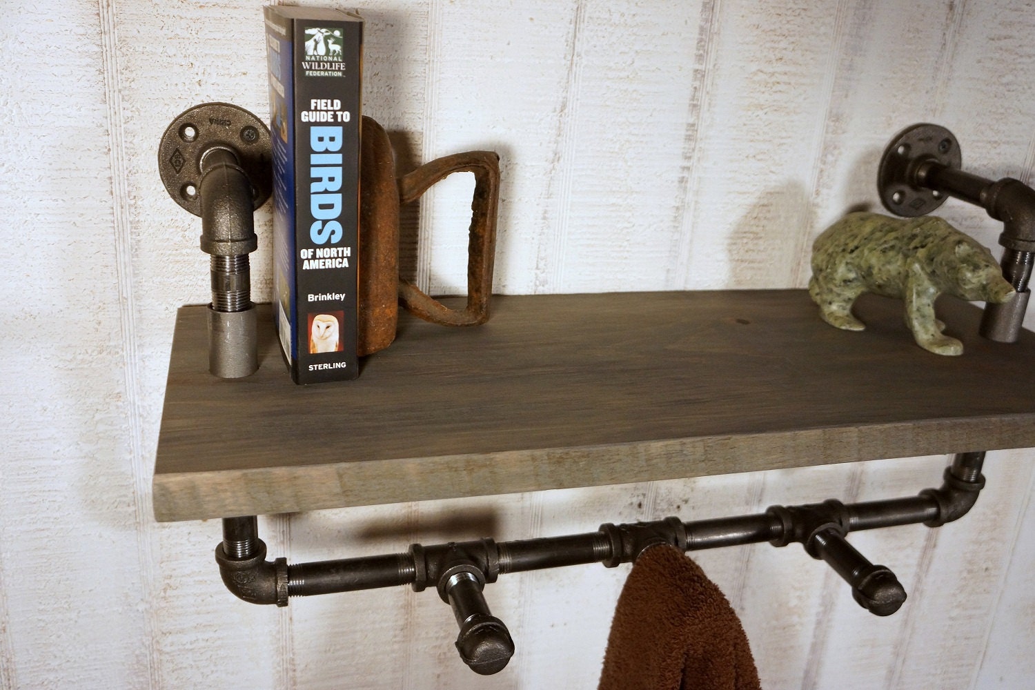 Cobblers Towel Rack With Industrial Iron and Reclaimed Wood