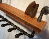Cobblers Coat Rack With Five Hooks, Industrial Iron and Reclaimed Wood