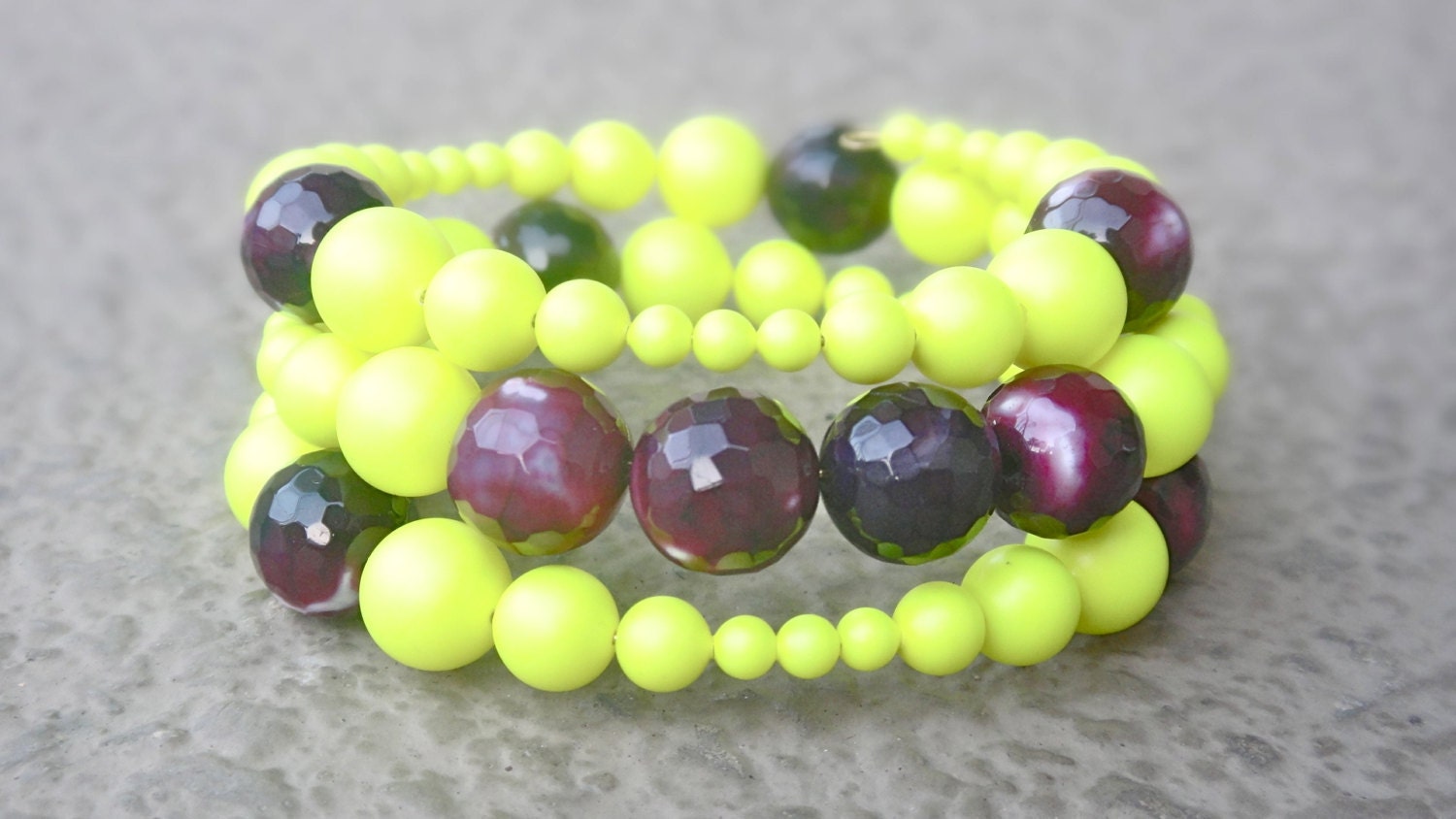 Yellow Royal Agate Pearl Wrap Bracelet