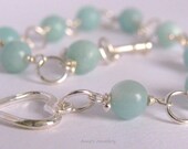 Bleu Amazonite Bracelet, Sterling Silver Jewelry, Wire Wrapped Handmade Bracelet, Dainty Bracelet, Summer Fashion