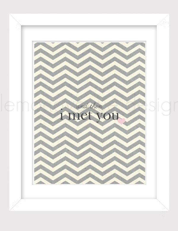 An then I met you - grey chevron - digital wall print Il_170x135