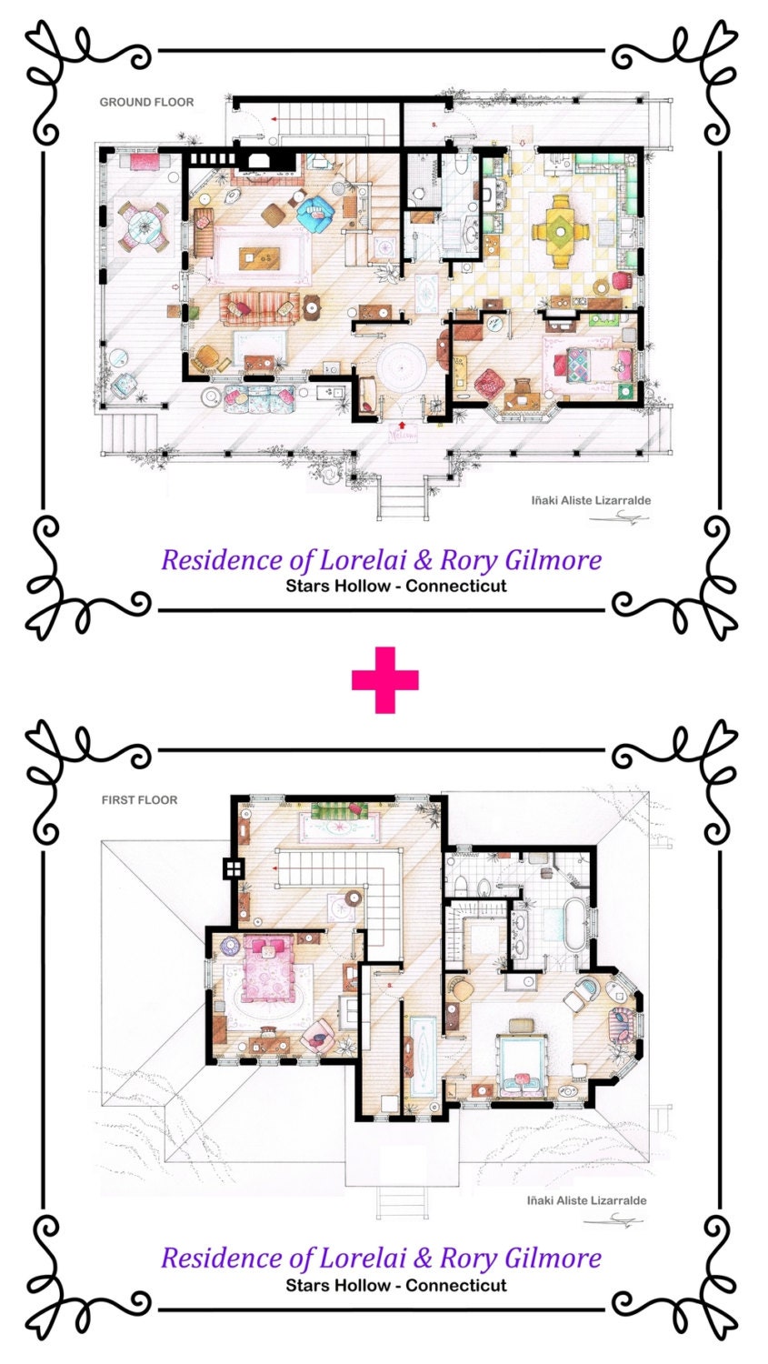 House of Lorelai and Rory Gilmore - Individual Floorplans Medium