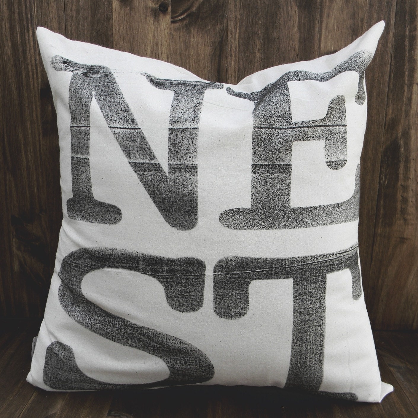 NEST 4 Letter Word 16 x 16 Pillow Cover, home decor, family gift, new family, house warming, love, cozy