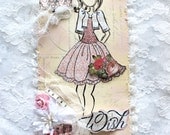 Shabby Chic Prima Doll Tag - Wish Prima Lyric - Scrapbooking Premade Tag