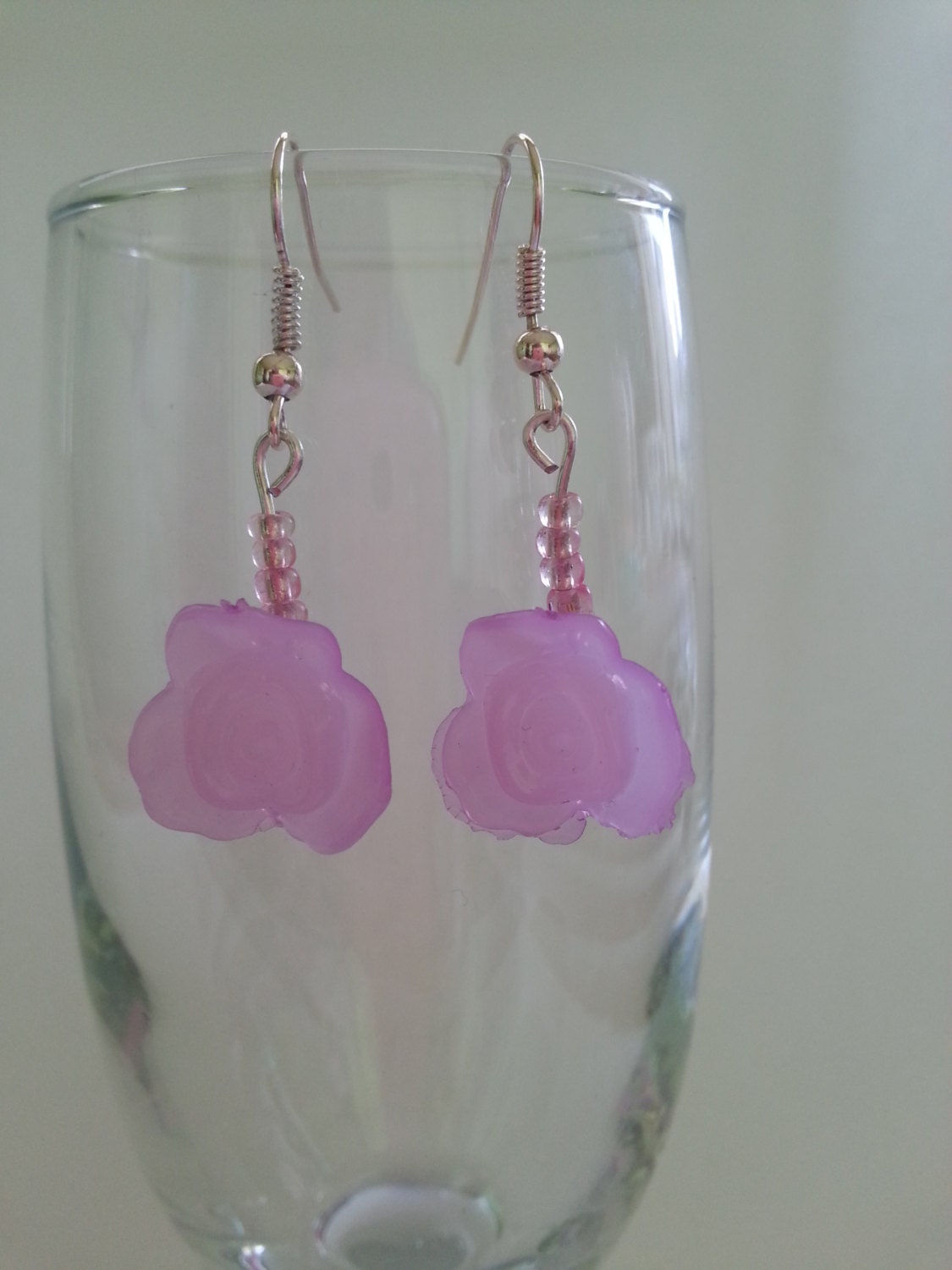 Purple Earrings "Rose" Handmade Stylish Accessory