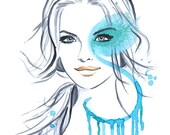 Print from Original Watercolor Illustration Portrait Art Painting titled Some Mint For You