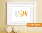 TIME STAMPED, Modern Art Number PDF, Birth Date Art, Wedding Date Art, Anniversary Date Art, Adoption Date Art (customizable)