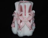 Carved Candles- Pink and White Alternating Bows