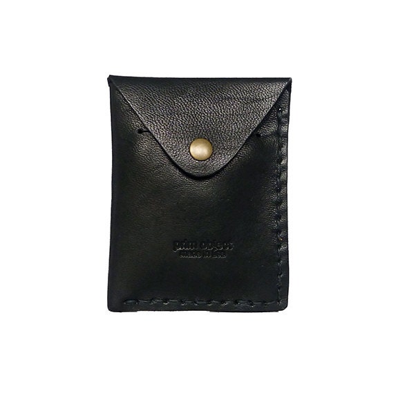 Luxury Black Leather Card Wallet - Made in USA - handmade card holder - men wallet - women wallet - travel wallet