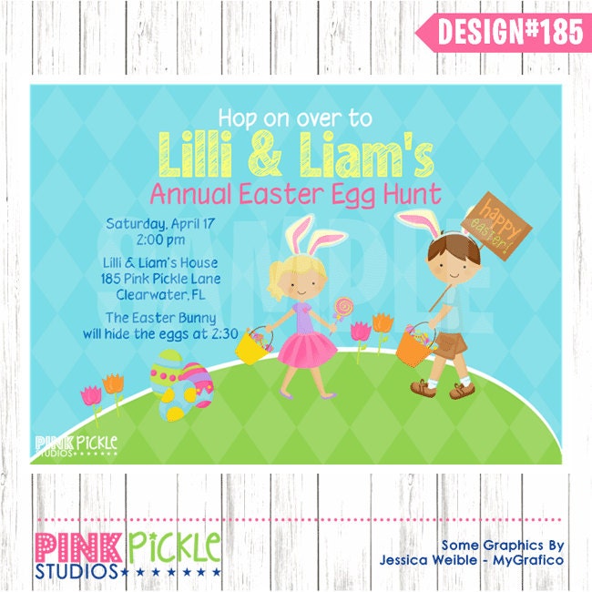 EASTER KIDS INVITATION or Thank You Card Personalized Birthday Party Printables (185)