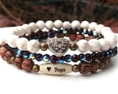 Yoga Bracelet, Heart Bracelet, Love Yoga, Yoga Jewelry, Intention Bracelet, Gemstone Bracelet, Wood Bracelet, Natural Bracelet