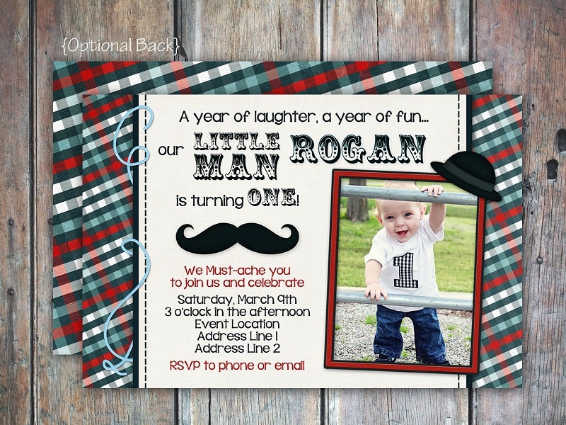 Little Man Mustache Birthday Invitation