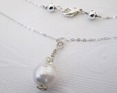 Bride's Necklace/ Wedding Jewelry/ Ivory Pearl /Solitary Freshwater Pearl/ Single Pearl Necklace/ Wire Wrapped Pearl / Bridesmaids Jewelry