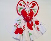 Cherry Towel Angel, Dish Towel Angel, Home Decor, Summer Angel Decor, Angel Wall Hanging, Fruit Decor, Kitchen Decor, Wall Decor