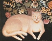 Cat, Derold Page , Vintage Art Print, Cat Art, Cat in Art, Kitten