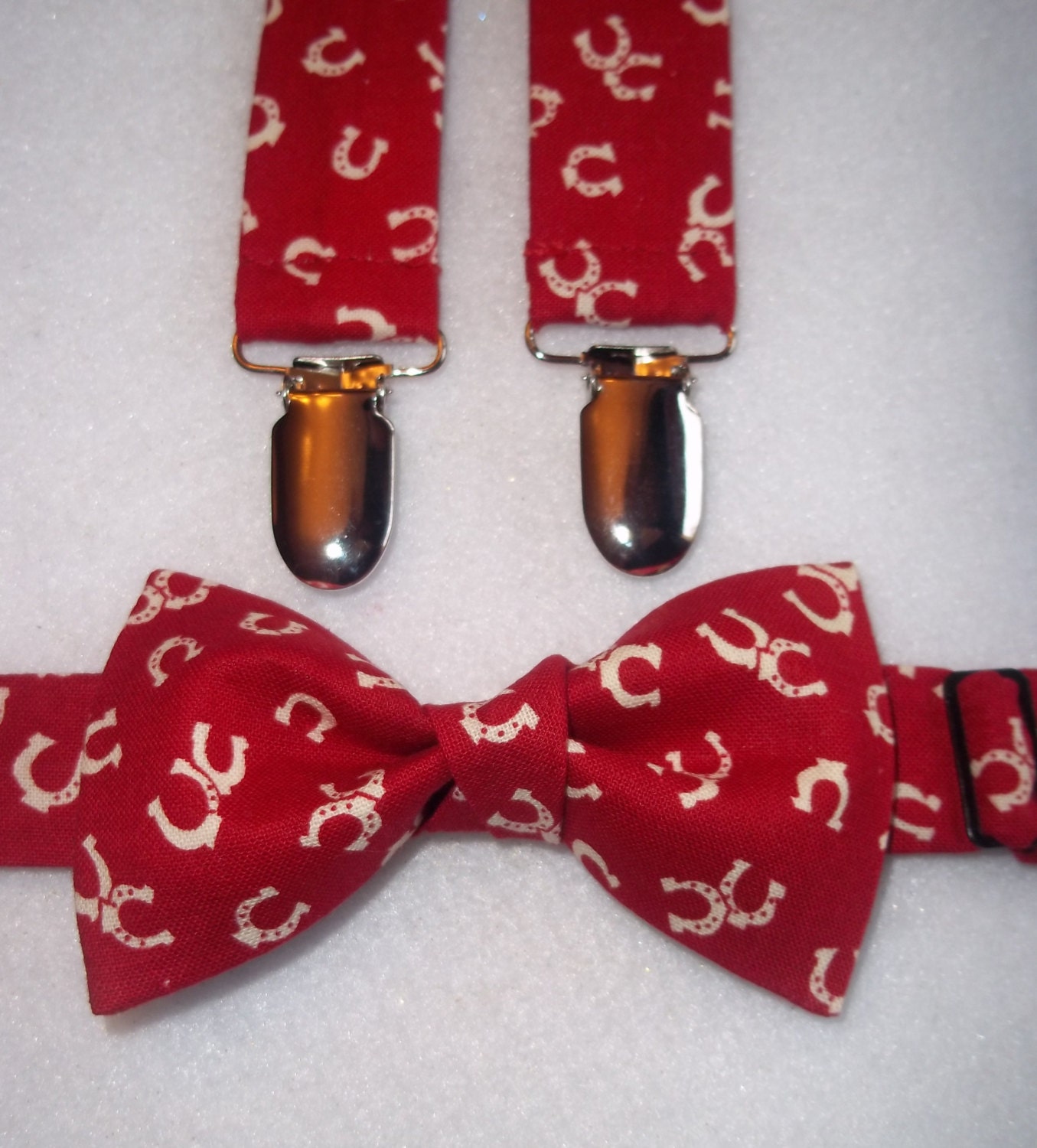 Matching Suspender & Bow Tie Set-Boy's Suspender-Kid's Suspenders-Suspender for Boys-Cowboy-Horseshoes-Equestrian-Horse Lover