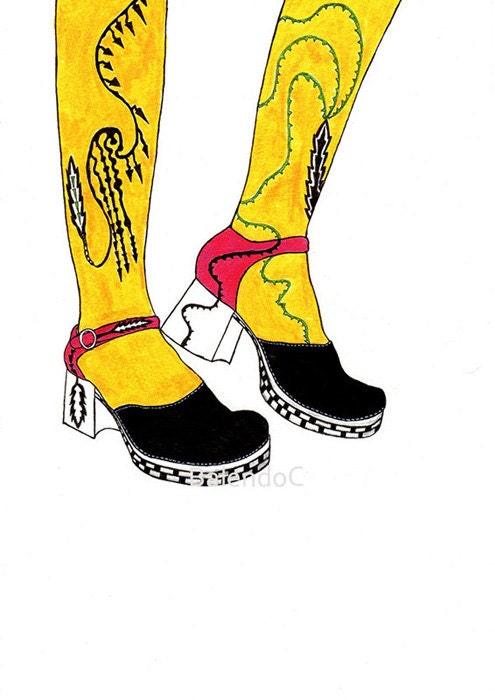 Limited Edition-Art print of Original watercolor painting and ink and pencil drawing - illustration - C.O.O.L for fashion shoot - 8.3 x 11.