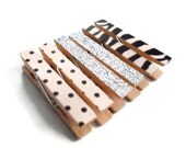 Mini Clothespin Magnets Black and White Zebra Polka Dot Sparkle Set of 6 Magnet Clips