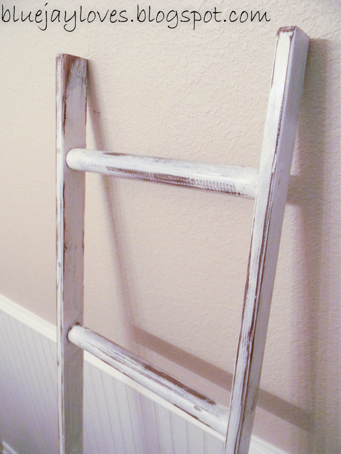 Ladder Vintage Rustic, Blanket Ladder, distressed whitewash pot rack, White Wood Furniture, 5", woodworking, step ladder, wood
