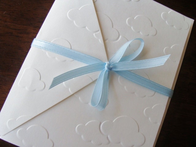 Set of 8 Cute Clouds, Blank Cards, Embossed Cards, Notecards,Thank you Cards, Stationery, Paper Goods, Handmade Cards