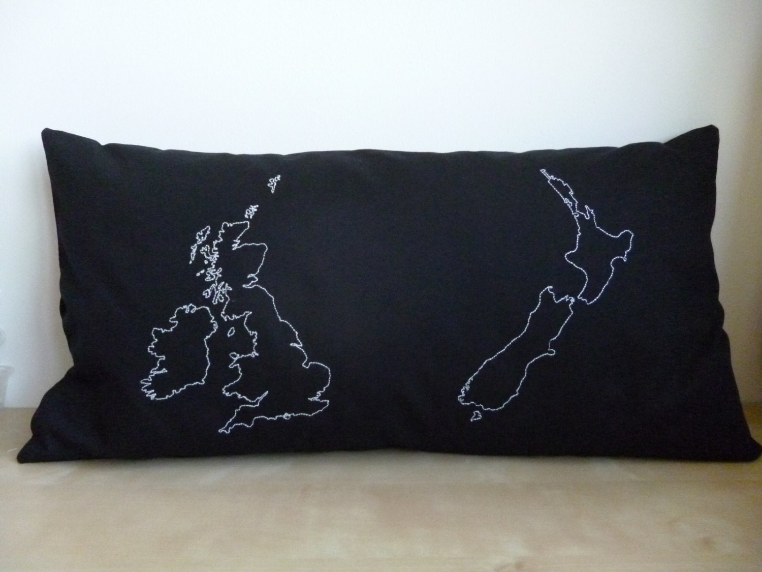 Love Pillow Cushion.Two Countries Map  Embroidered Pillow. Customised. Choose Your Countries