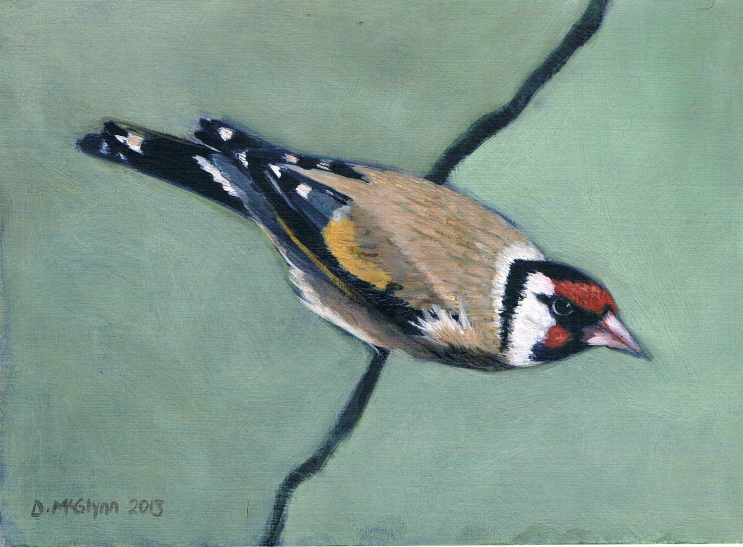 A5 painting of a Goldfinch