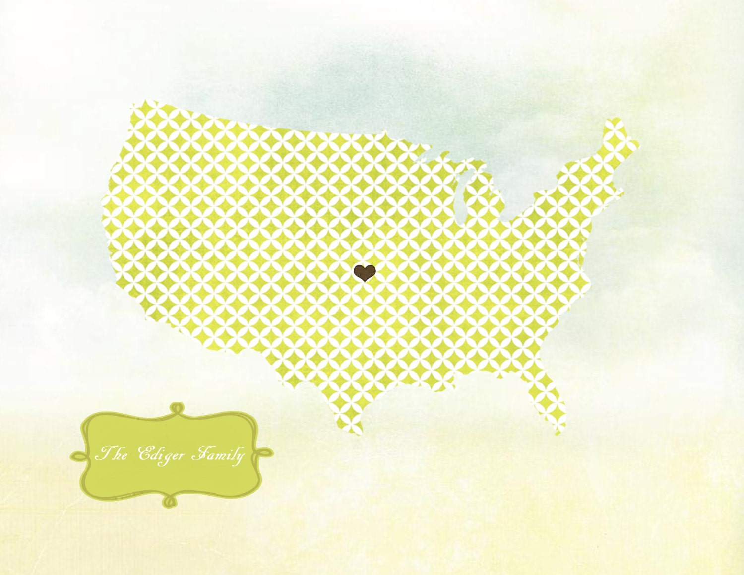 This is a 8x10 personalized multi colored United States map print.