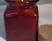 Amber Glass Apothecary Jar w 100% Pure Beeswax Candle 8oz