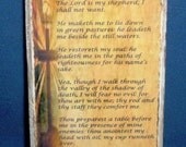 Golden Cross Wall Hanging of Psalm 23 on Recycled Wood with an antiqued white finish, Wall decor and home decor