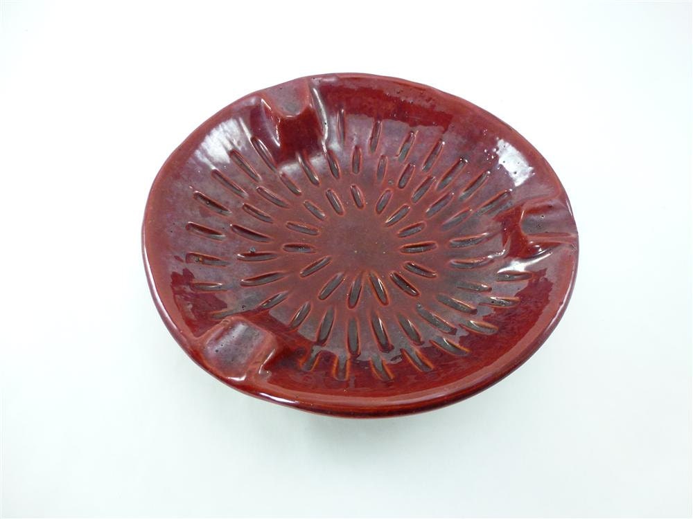 Vintage Maroon Ceramic Ashtray, Made in Italy