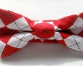 Red, White, &  Navy Argyle Style Toddler Bow Tie