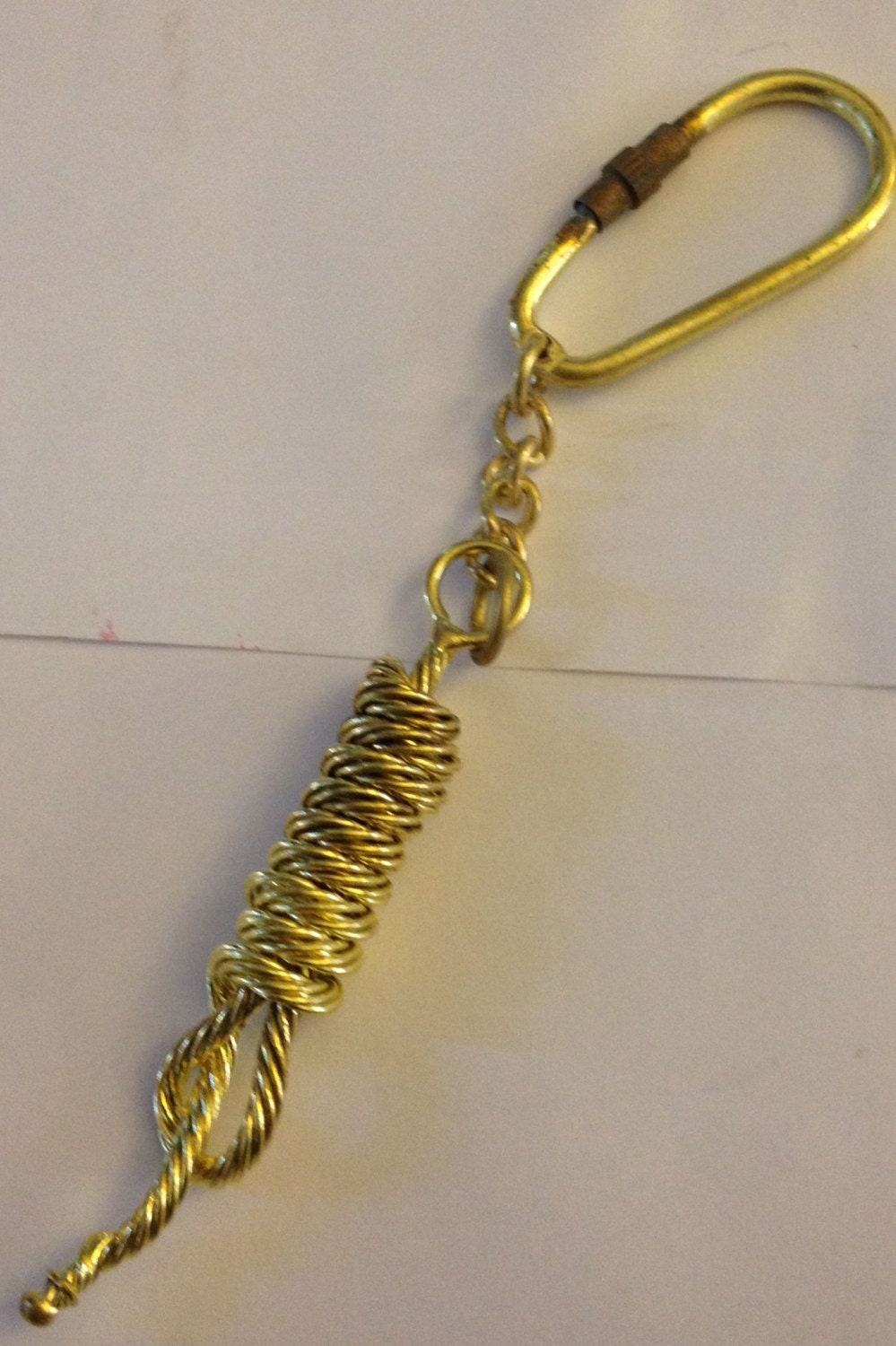 Decorative Brass Keychain 5" Solid Brass Close Band Rope Key Chain / Nautical Keyring / Cool Key rings / Beach Theme Keychains