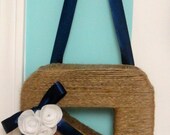Monogrammed Twine/Jute Wrapped Letter Door Wreath Custom Made Personalized