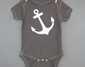 ANCHOR Baby Onesie, Charcoal Gray Baby Onesie with White Anchor Graphic, Great Baby Gift or First Birthday