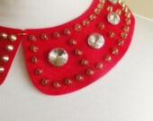 detachable imitation leather peter pan collar necklace beads bridal wedding christmas gift for her RED nr. 47