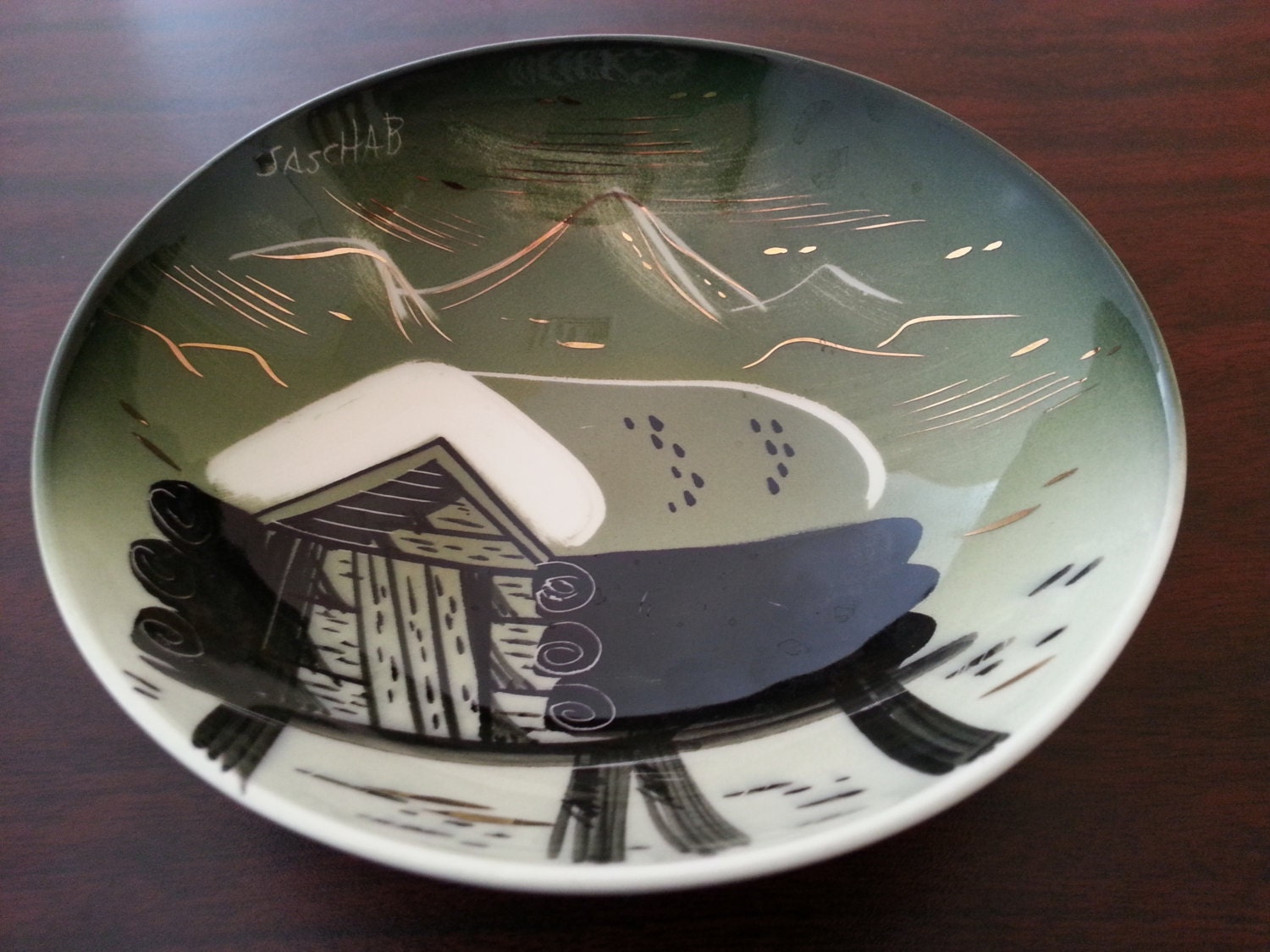 Sascha Brastoff Pottery - Log Cabin Dish From The Alaskan Series