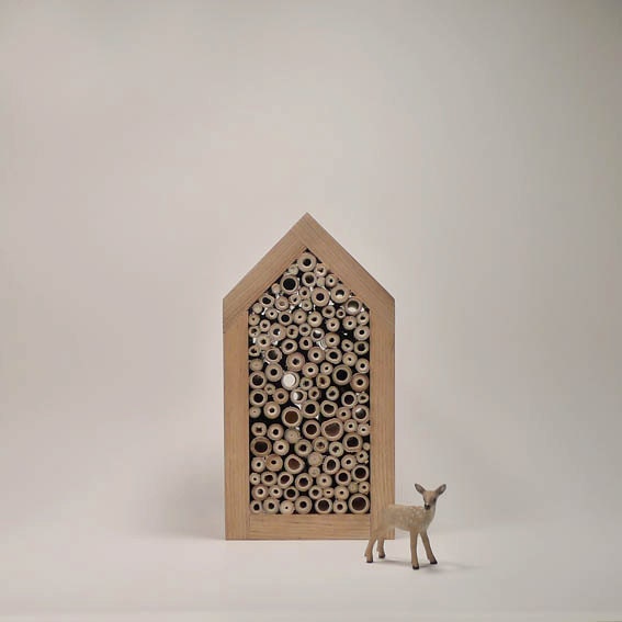 Spring time, Craftsman house for Solitary bee, wild bee house, minimalist eco friendly woodland design - TheBirdOnTheTree