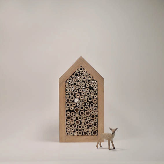 Spring time, Craftsman house for Solitary bee, wild bee house, minimalist eco friendly woodland design