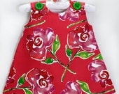 Red Flower Baby Girls Dress, Toddler outfits, Children clothing, Newborn, LIttle Girls Top 6M, 12M, 18M,3T Ready to ship