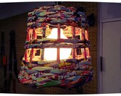 Eco-Friendly Recycled paper swag Lighting with RED Rayon cord