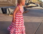 Toddler or girl chevron maxi halter dress - Emmaline dress