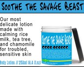 250ml (8.4 fl.oz) Soothe The Savage Beast Body Lotion // Fresh Natural Vegan Handmade Body Lotion Cream w/ Essential Oils