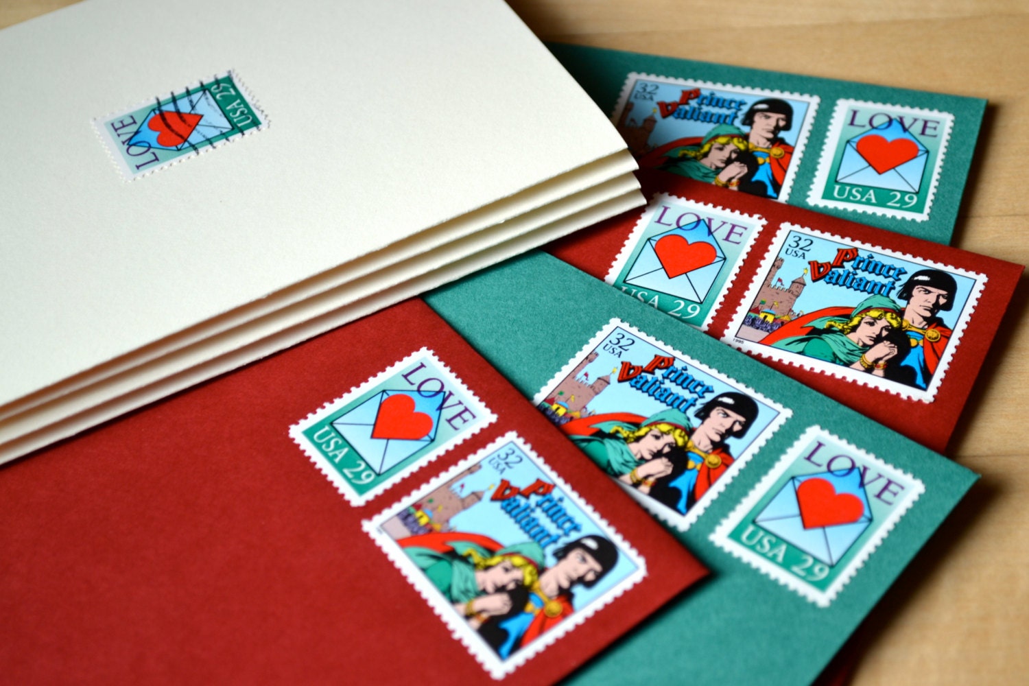 Valentine Postage Stationery Valentine Gift Set Vintage Courtly Love Stamps